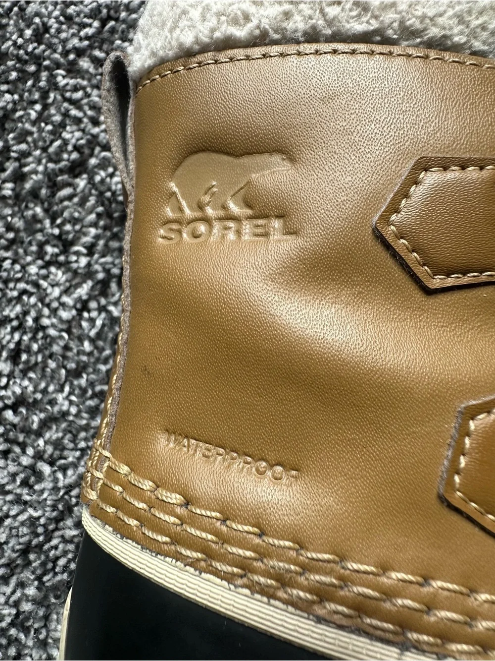 SOREL Kids Tan & Black Sherpa-Lined Waterproof Hiking Snow Boots Size 9 Toddler